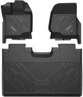 lasfit floor mats: all-weather car liners for ford f-150 2015-2021 supercrew with 🚗 front bucket seat and rear seat without under-seat fold-flat storage - 1st & 2nd row logo
