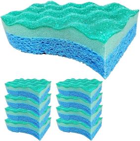 img 4 attached to 🧽 JINCLEAN 9 Pack of Wave Technology 3-Layer Dual Side Sponges - Non-Scratch & Deep Clean for Washing Dishes, Kitchen, Pan, Pot, Grill, Heavy Cleaning