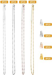 img 3 attached to 📿 PP OPOUNT 32 Pack 4 Colors Necklace Chains with Pinch Clasp Bails - Perfect for Jewelry Making (18inch/2mm)