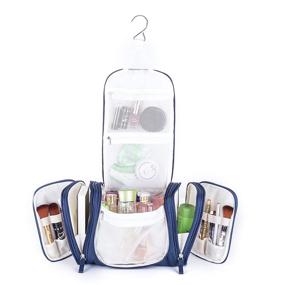 img 1 attached to 💼 Avigo Extra Large Hanging Toiletry/Cosmetic Bag, Makeup Organizer with Optional Shoulder Strap, made with 500D Polyester fabric in Navy color