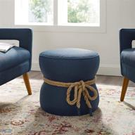 🔵 stylish and versatile modway beat blue upholstered fabric nautical rope round ottoman logo