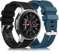 🌑 [2 упаковки] леробо совместимые ремешки для samsung galaxy watch 3 45 мм / galaxy watch band 46 мм / gear s3 frontier - силиконовые умные ремешки для часов для мужчин и женщин - черный / голубой глиняный логотип