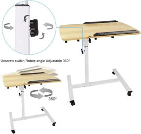 img 3 attached to Height-Adjustable C-Shaped Overbed Table with Wheels - Heavy-Duty Movable Laptop Stand, Ideal for Office, School, and Home Use