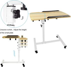 img 2 attached to Height-Adjustable C-Shaped Overbed Table with Wheels - Heavy-Duty Movable Laptop Stand, Ideal for Office, School, and Home Use