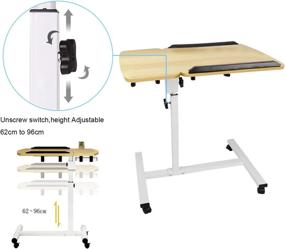 img 4 attached to Height-Adjustable C-Shaped Overbed Table with Wheels - Heavy-Duty Movable Laptop Stand, Ideal for Office, School, and Home Use