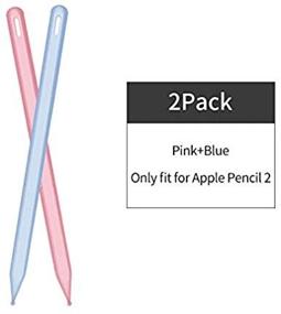 img 3 attached to 🎨 PERFECTSIGHT 2 Pack Silicone Sleeve for Apple Pencil 2nd Gen, Light Pink + Blue Pen Skin Cover – Soft Protective Grip Holder with 2 Nib Covers Accessories for iPad Pencil