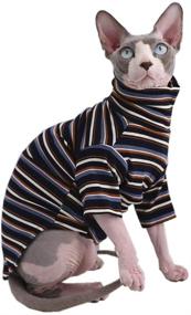 img 4 attached to 🐾 Vintage Stripes Sphynx Hairless Cat Cotton T-Shirts - Cute and Breathable Pet Clothes for Cats & Small Dogs