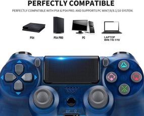 img 2 attached to 🎮 Upgraded Wireless Bluetooth PS4 Controller - Ocean Blue Gamepad with Touch Panel, Dual Vibration, Audio Function, Anti-Slip Grip - Compatible with Playstation 4/Pro/Slim and PC