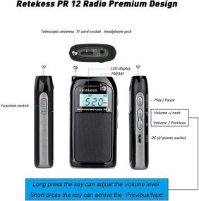 img 3 attached to Retekess PR12 Pocket Digital Radio, AM FM Mini Portable Radio with 📻 TF Port, Backlit Display & Earphone Jack, Ideal for Jogging and Gym (Black)