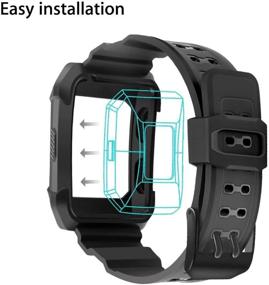 img 2 attached to 🏋️ Black Sport Bands Compatible with Fitbit Ionic (Large) - SUNJOYCO Replacement Watch Bands with Shockproof PC TPU Rugged Protective Frame Case, Accessory Fit for Men and Women, Fitbit Wristband, Fitbit Band