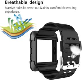 img 3 attached to 🏋️ Black Sport Bands Compatible with Fitbit Ionic (Large) - SUNJOYCO Replacement Watch Bands with Shockproof PC TPU Rugged Protective Frame Case, Accessory Fit for Men and Women, Fitbit Wristband, Fitbit Band