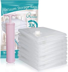 img 4 attached to AirBaker Large Vacuum Storage Bags for Clothes, Comforters, 🧳 Blankets, Pillows (Pack of 10) with Pump - Space Saver Bags