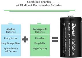 img 2 attached to 🔋 BONAI D перезаряжаемые батареи - 10 000 мАч 1,2 В Ni-MH высокой емкости и высокой скорости размера D батарея - перезаряжаемые батареи типа D с увеличенной емкостью (8 штук)