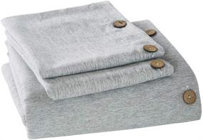 img 4 attached to 🛏️ King Size Gray Chambray Microfiber Brushed Duvet Cover - MUKKA, Coconut Button Closure - Heather Gray Duvet Covers, Breathable and Low Maintenance