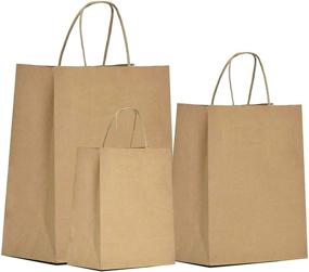 img 4 attached to 🛍️ Large, Medium, and Small Kraft Paper Bags Bulk - 25 Pcs Each - 6x3.25x8 & 8x4.25x10.5 & 10x5x13 - Ideal for Gifts, Crafts, and Shopping - Durable and Eco-Friendly Brown Paper Bags with Handles