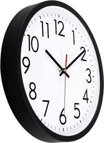 img 3 attached to 🕛 12-Inch Lumuasky Black Wall Clock: Silent Non-Ticking Quartz Battery Operated Decor for Home Office School