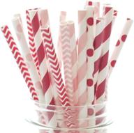 25-pack red and pink premium paper 💖 straws for valentine's day party: party supplies and decor logo