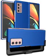 📱 nakedcellphone cobalt blue case with clip: slim hard cover and belt holster stand for galaxy z fold 2 5g phone logo