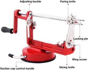 img 2 attached to 🍏 Red Apple Peeler Corer – Durable Chrome Cast Magnesium Alloy Slicer with Stainless Steel Blades and Strong Suction Base for Apples and Potatoes