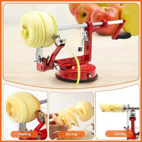 img 1 attached to 🍏 Red Apple Peeler Corer – Durable Chrome Cast Magnesium Alloy Slicer with Stainless Steel Blades and Strong Suction Base for Apples and Potatoes