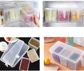 img 2 attached to 🍱 MineSign Plastic Food Storage Containers with Lids - Square Handle Organizer Boxes for Refrigerator, Fridge, Cabinet, and Desk - Set of 2 Organizers with 6 Removable Bins