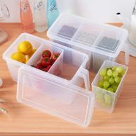 🍱 minesign plastic food storage containers with lids - square handle organizer boxes for refrigerator, fridge, cabinet, and desk - set of 2 organizers with 6 removable bins logo