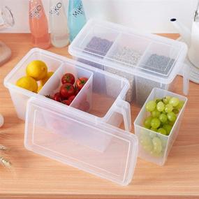 img 4 attached to 🍱 MineSign Plastic Food Storage Containers with Lids - Square Handle Organizer Boxes for Refrigerator, Fridge, Cabinet, and Desk - Set of 2 Organizers with 6 Removable Bins