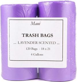 img 2 attached to 🗑️ Maui Small Trash Bags, 4 Gallons: Lavender Scented Strong Bags for Office, Bathrooms, Bedroom, Home, and Kitchen. 120-Pack of Easy-to-Open Bags for Hard-to-Break 4 Gallon Trash Cans