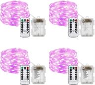 🎄 hahome 4 packs pink battery operated christmas fairy string lights with remote - perfect for holiday wedding halloween patio party decoration logo