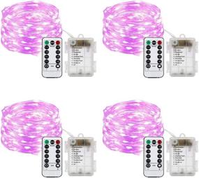img 4 attached to 🎄 HAHOME 4 Packs Pink Battery Operated Christmas Fairy String Lights with Remote - Perfect for Holiday Wedding Halloween Patio Party Decoration