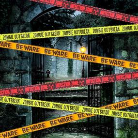 img 2 attached to Babigo Halloween Caution Tape - Zombie Posters Pack: Ultimate Zombie Party Decor Bundle