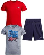 👦 reebok boys 3-piece athletic active sport tee and short set logo