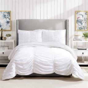 img 3 attached to 🛏️ Full/Queen Modern Heirloom Emily Texture Comforter Set in White – 3-Piece