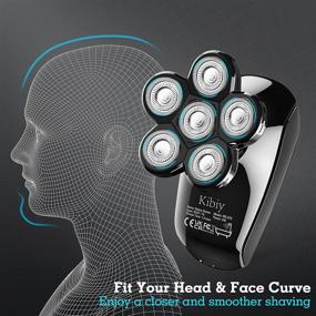 img 2 attached to 🪒 Kibiy Electric Head Shaver for Men - 5-in-1 Cordless LED Bald Head Shaver with IPX7 Waterproof 5D Rotary Shaver, Nose Hair Trimmer, and Type-C Charge - Black