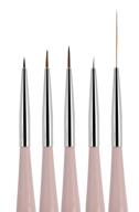 🎨 beaute galleria 5-piece nail art brush set for thin fine line drawing, detail painting, striping, blending, one stroke - includes liners (4mm, 7mm, 9mm) and striping brushes (5mm, 25mm) logo