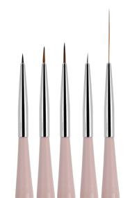 img 4 attached to 🎨 Beaute Galleria 5-Piece Nail Art Brush Set for Thin Fine Line Drawing, Detail Painting, Striping, Blending, One Stroke - Includes Liners (4mm, 7mm, 9mm) and Striping Brushes (5mm, 25mm)