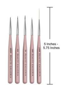 img 1 attached to 🎨 Beaute Galleria 5-Piece Nail Art Brush Set for Thin Fine Line Drawing, Detail Painting, Striping, Blending, One Stroke - Includes Liners (4mm, 7mm, 9mm) and Striping Brushes (5mm, 25mm)