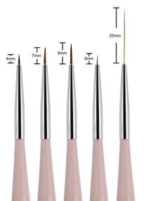 img 3 attached to 🎨 Beaute Galleria 5-Piece Nail Art Brush Set for Thin Fine Line Drawing, Detail Painting, Striping, Blending, One Stroke - Includes Liners (4mm, 7mm, 9mm) and Striping Brushes (5mm, 25mm)