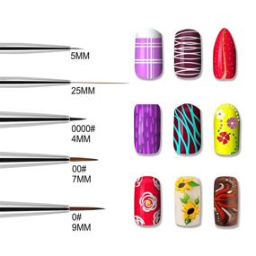 img 2 attached to 🎨 Beaute Galleria 5-Piece Nail Art Brush Set for Thin Fine Line Drawing, Detail Painting, Striping, Blending, One Stroke - Includes Liners (4mm, 7mm, 9mm) and Striping Brushes (5mm, 25mm)