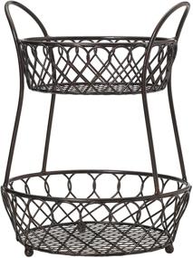 img 4 attached to Gourmet Basics by Mikasa Loop and Lattice Wire Basket - Antique Black: Exquisite Organizational Solution