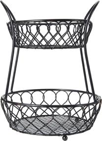 img 2 attached to Gourmet Basics by Mikasa Loop and Lattice Wire Basket - Antique Black: Exquisite Organizational Solution