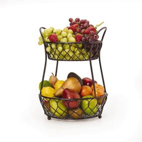 img 3 attached to Gourmet Basics by Mikasa Loop and Lattice Wire Basket - Antique Black: Exquisite Organizational Solution