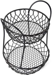 img 1 attached to Gourmet Basics by Mikasa Loop and Lattice Wire Basket - Antique Black: Exquisite Organizational Solution