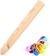 🧶 25mm bamboo handle crochet hook set with wooden crochet hooks & 10 knitting stitch markers for handcraft crocheting logo