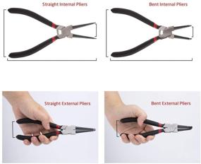 img 1 attached to 🔧 Набор из 4 шт. тангенциальных кольцевых клещей AGOOBO - 7 дюймов тяжелой конструкции для внутренних/наружных прецизионных кольцевых замков с прямыми/изогнутыми челюстями - идеально подходит для снятия колец и шлангов - включает сумку для хранения.