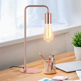 img 4 attached to 🌹 Haitral Modern Table Lamp: Stylish Industrial Nightstand Lamp with Edison Metal Design, Perfect for Bedroom, Girls Room, Office, Dorm – Rose Gold