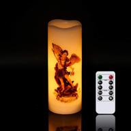 🕯️ wondise flameless flickering devotional prayer candle: remote control, timer, battery operated - real wax led votive white pillar candle for decoration, religious gift – spanish prayer (3x3x6 inch) логотип