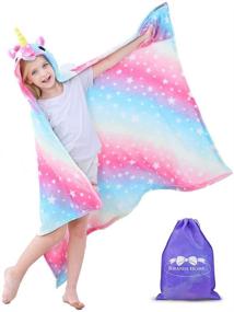 img 4 attached to 🦄 RIBANDS HOME Hooded Unicorn Blanket - Silky Soft Kids Wearable Hoodie Blanket, Toddler & Children Animal Hoodie Cloak in Shining Night Color
