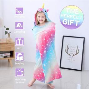 img 1 attached to 🦄 RIBANDS HOME Hooded Unicorn Blanket - Silky Soft Kids Wearable Hoodie Blanket, Toddler & Children Animal Hoodie Cloak in Shining Night Color