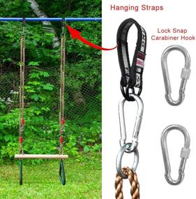 img 1 attached to 🌿 Green Flyzy Trapeze Swing Bar Rings for Swing Set with Locking Carabiners & Swing Hanging Straps – Indoor Jungle Gym Play Set and Outdoor Playground Equipment for Swingset, Ninja Line Backyard